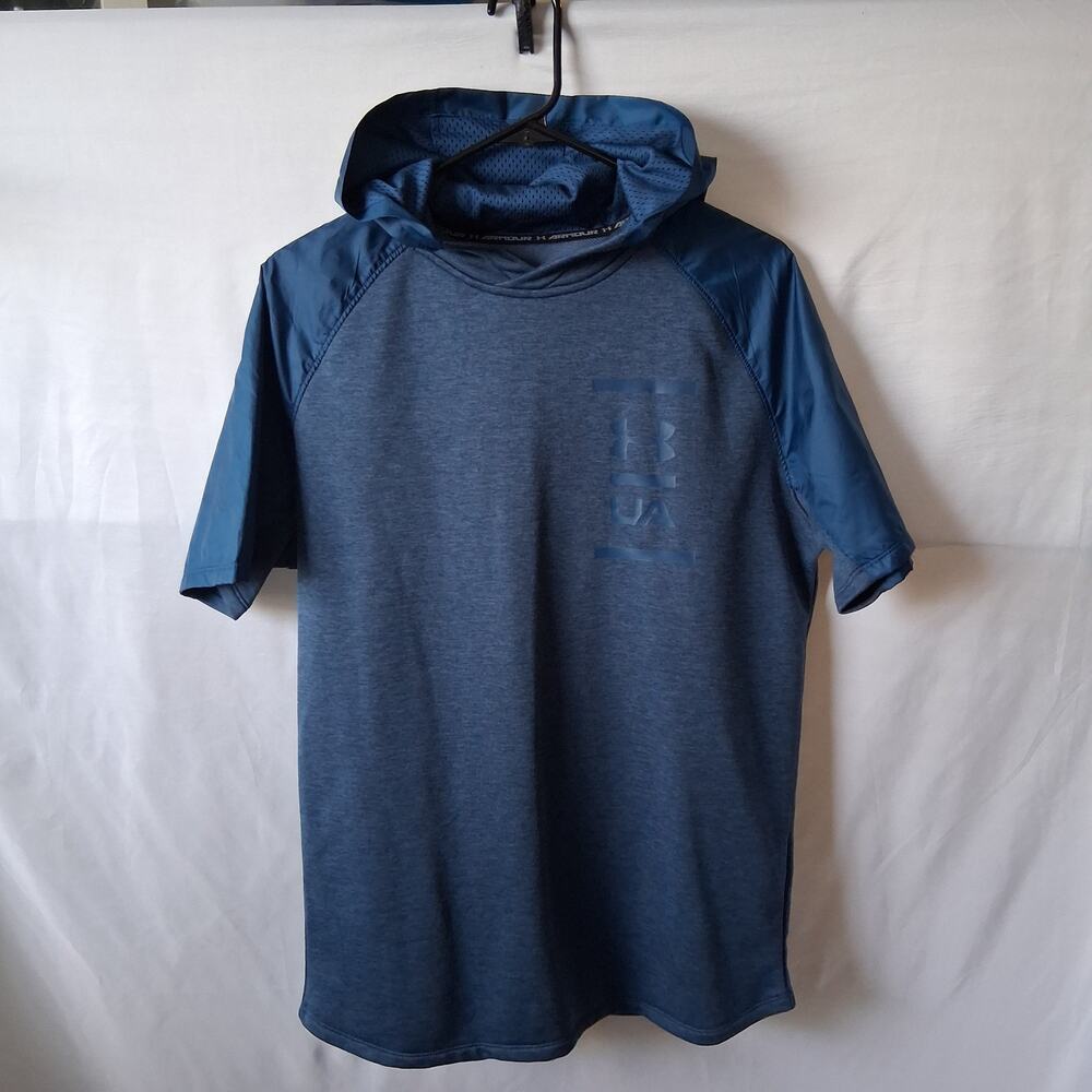 Under Armour Men Blue MK1 Terry Short Sleeve Hoodie-M